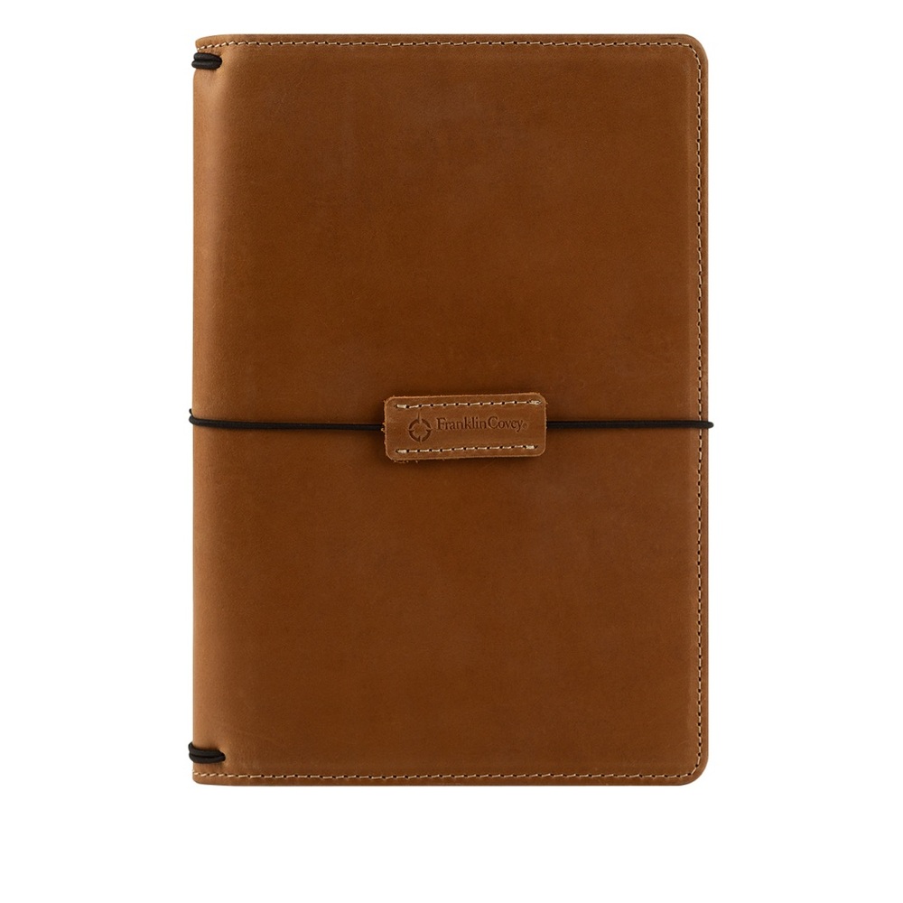 Franklin Covey Compact Tawny Travelers Leather Elastic Cover